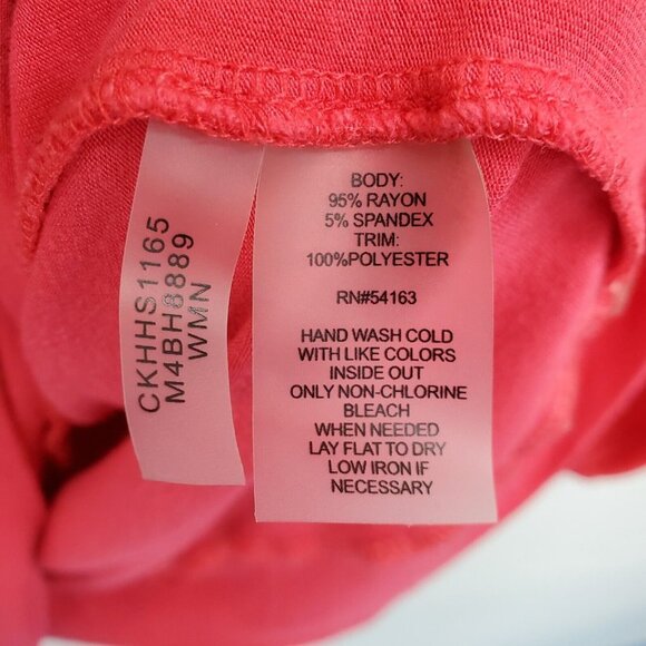 Calvin Klein Womens Pink Chiffon Sheer Detail Panel Contrast Blouse Top Size XL - Picture 12 of 16